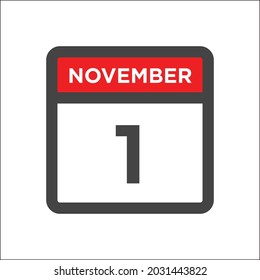 November 1 Calendar Icon With Day Of Month