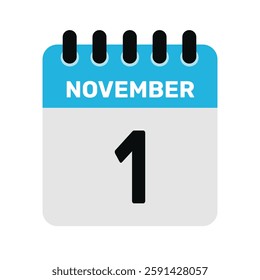november 1 calendar icon Vector page month design