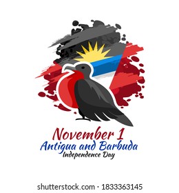 November 1, Independence day of Antigua and Barbuda independence vector illustration. Suitable for greeting card, poster and banner.