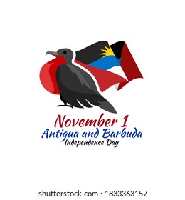 November 1, Independence day of Antigua and Barbuda independence vector illustration. Suitable for greeting card, poster and banner.