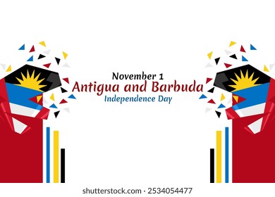 November 1, Independence day of Antigua and Barbuda independence vector illustration. Suitable for greeting card, poster and banner.