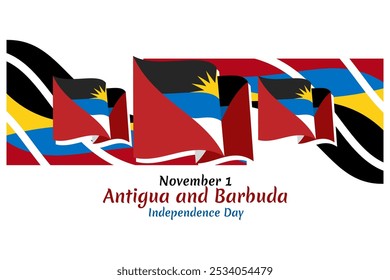 November 1, Independence day of Antigua and Barbuda independence vector illustration. Suitable for greeting card, poster and banner.