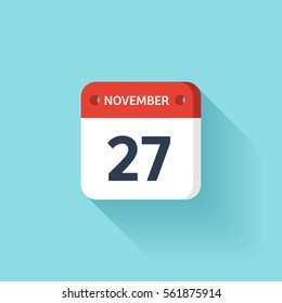 November 1. Isometric Calendar Icon With Shadow.Vector Illustration,Flat Style.Month and Date.Sunday,Monday,Tuesday,Wednesday,Thursday,Friday,Saturday.Week,Weekend,Red Letter Day. Holidays 2017.
