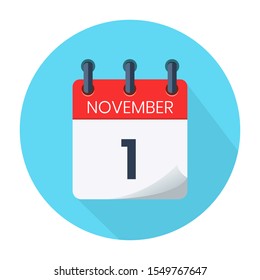 November 1. Vector Daily Calendar icon Date And Month, Day, Season