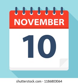 November 10 - Calendar Icon - Vector Illustration