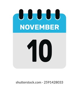 november 10 calendar icon Vector page month design