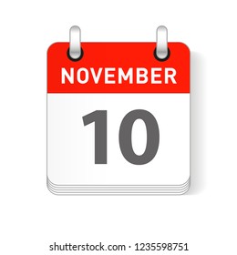 November 10 date visible on a page a day organizer calendar