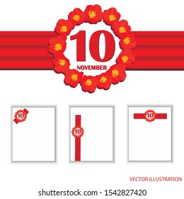 November 10 design icon. For planning important day. Blanks for holidays and special days. Vector illustration.