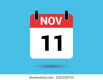 November 11 Calendar Date Flat Icon Day 11 Vector Illustration