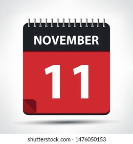 November 11 - Calendar Icon - Calendar design template - Business vector illustration.