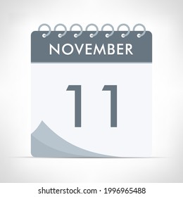November 11 - Calendar Icon - Vector Illustration. Gray calendar.