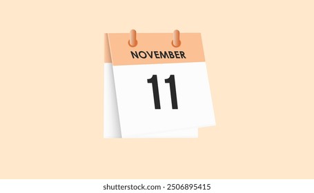 November 11 - calendar and Time planner. Daily Calendar Icon reminder. Vector Illustration.