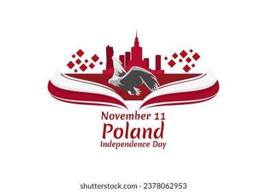 November 11, Happy Independence Day of Poland vector illustration. Suitable for greeting card, poster and banner.