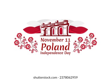 11 de noviembre, feliz Día de la Independencia de Polonia ilustración vectorial. Adecuado para tarjetas de felicitación, afiches y banner.