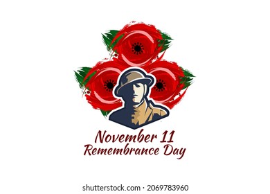 November 11, Happy Remembrance Day.  Public holidays in Commonwealth member states Vector Illustration. Suitable for greeting card, poster and banner. 