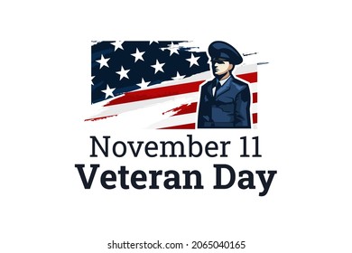 November 11, Happy Veteran Day.  
Public holidays in the United States Vector Illustration. Suitable for greeting card, poster and banner.