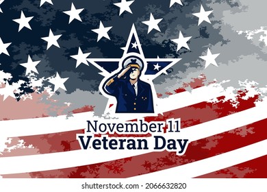 November 11, Happy Veteran Day.  
Public holidays in the United States Vector Illustration. Suitable for greeting card, poster and banner.