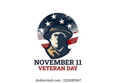 November 11, Happy Veteran Day.  
Public holidays in the United States Vector Illustration. Suitable for greeting card, poster and banner.