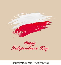 November 11, poland independence day, vector template. Polish flag painted with brush strokes on a light background. Poland national holiday November 11th. Happy independence day greeting card