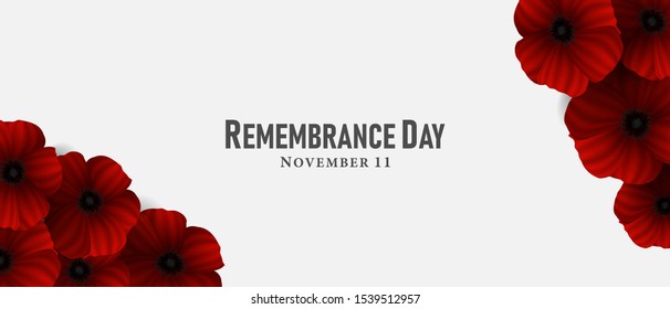 November 11, Remembrance day, A poppy flower design Billboard, Poster, Social Media template vector Illustration