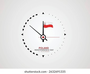 November 11th Poland Independence Day Art – Flag and Time Symbolism Concept