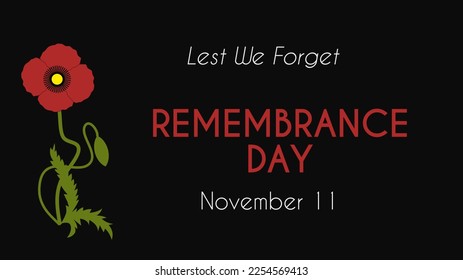 November 11th Remembrance Day poster with red poppy
