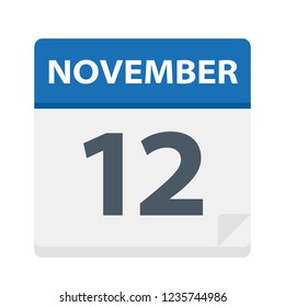 November 12 - Calendar Icon - Vector Illustration