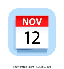 November 12. Calendar Icon. Vector Illustration.