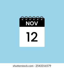 Recordatorio del calendario del 12 de noviembre. 12 de noviembre Fecha Mes Calendario icono de diseño Plantilla.