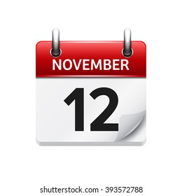 November  12. Vector flat daily calendar icon. Date and time, day, month. Holiday.