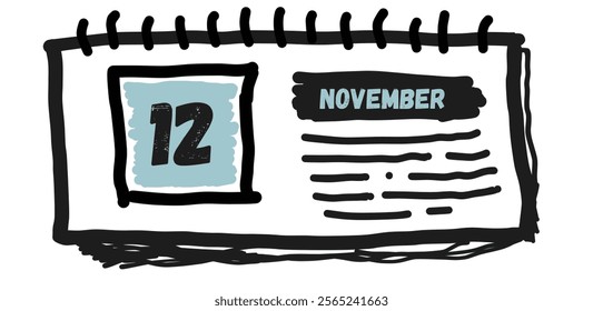 November 12th: Calendar Date Illustration