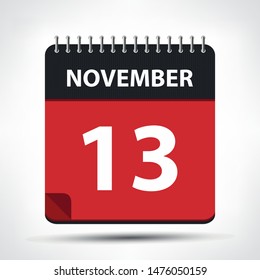 November 13 - Calendar Icon - Calendar design template - Business vector illustration.
