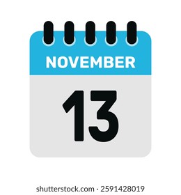 november 13 calendar icon Vector page month design