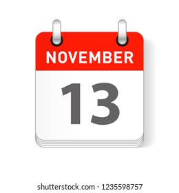 November 13 date visible on a page a day organizer calendar