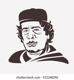 November 14, 2016: Muammar Gaddafi Stylized Vector Portrait. President And Dictator Of Libya Till 2011