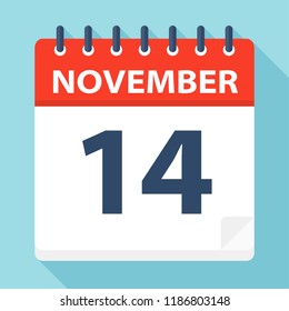 November 14 - Calendar Icon - Vector Illustration