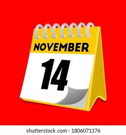 Icono de calendario 14 de noviembre ilustración vectorial
