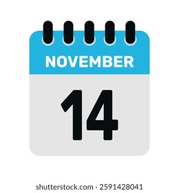 november 14 calendar icon Vector page month design