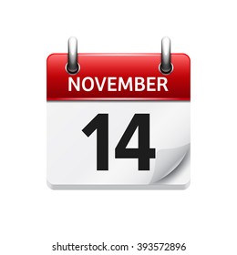 November  14. Vector flat daily calendar icon. Date and time, day, month. Holiday.