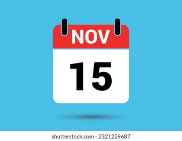 15 de noviembre Fecha del calendario Icono plano Día 15 Ilustración vectorial