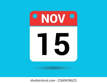 November 15 Calendar Date Flat Icon Day 15 Vector Illustration