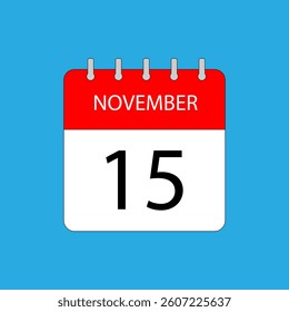 November 15 Calendar Icon – Flat Design Date Reminder Illustration