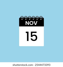 Recordatorio del calendario del 15 de noviembre. 15 de noviembre Fecha Mes Calendario icono de diseño Plantilla.