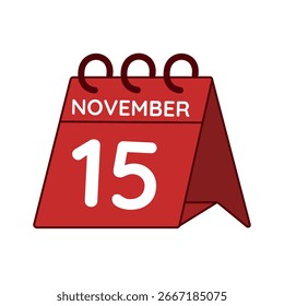 November 15 Schreibtisch Kalender Vektor auf weißem Hintergrund
Vektor roter Kalender, flaches Symbol