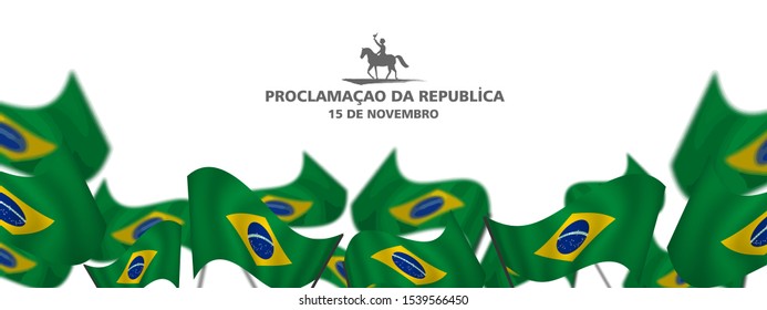 15 de noviembre, proclamación de la república, Brasil, traducción (15 de novembro proclamacao da republica, Brasil) Cartel, medios sociales, plantilla de tarjetas de felicitación vectorial Ilustración