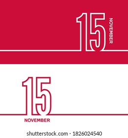 15. November. Set von Vektorvorlagenbannern für Kalender, Ereignisdatum.