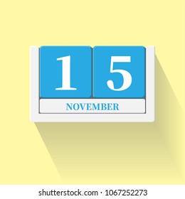 November 15. Vector flat daily calendar icon. Date and time, day, month. Holiday. Season.