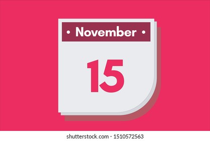 November 15th calendar icon. Day 15 of month. Vector illustration.