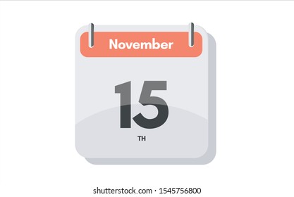 November 15th calendar icon. Day 15 of month. Vector illustration.