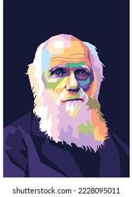 November 16, 2022 : charles darwin vector portrait illustration, isolated style, eps 8.